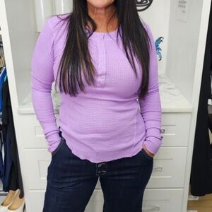 Long Sleeve Waffle Knit Top 4 Colors